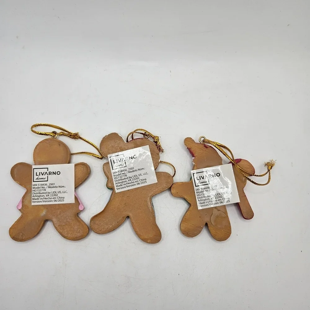 Gingerbread Christmas Ornaments Set of 3 Cookie Tree Decor